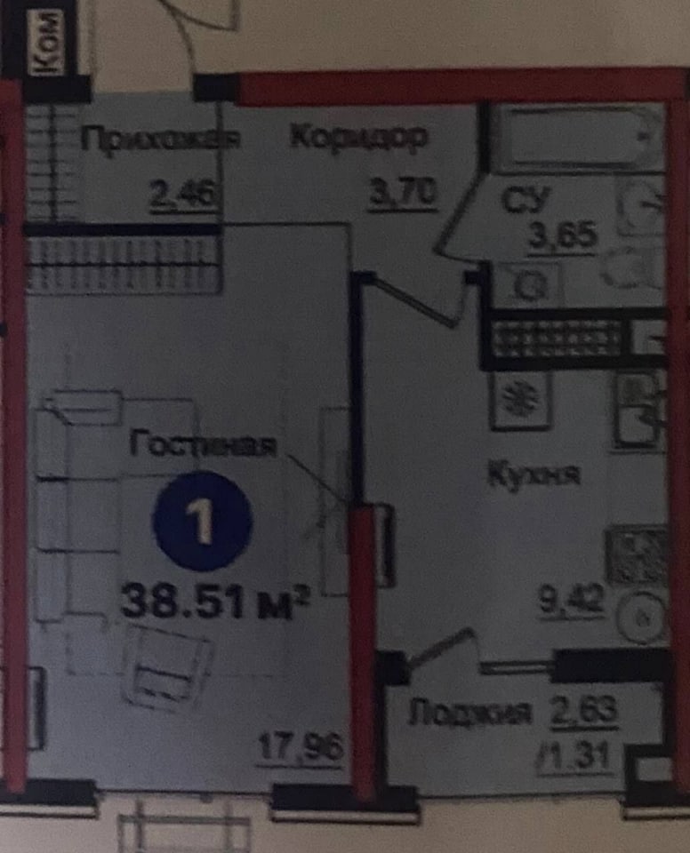 1-комнатная квартира в ЖК YANGI BAXT