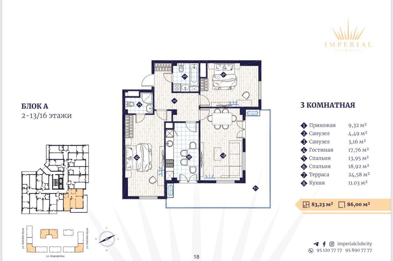 Продается Квартира 90 м2, Алайский, ЖК Imperial Club City