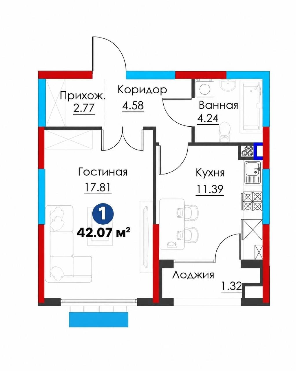 Продается Квартира 42 м2, Юнусабад 8-квартал, ЖК NRG Yunusobod