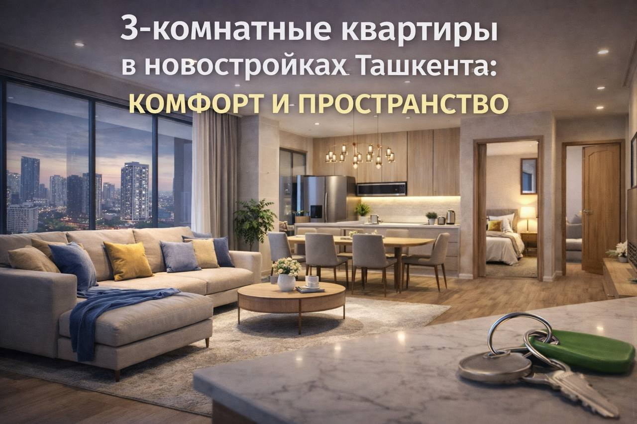 Toshkentdagi yangi qurilishlardagi 3 xonali kvartiralar: qulaylik va kenglik